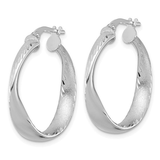 Sterling Silver Polished & Brushed Small Hoop Earrings