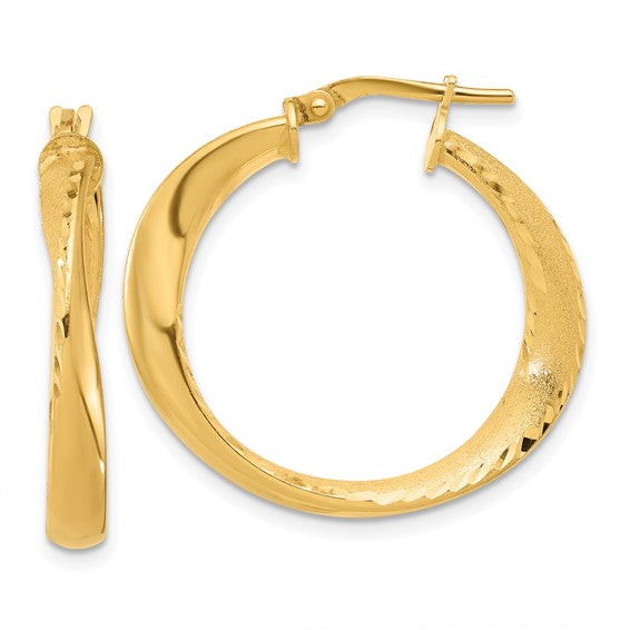 Sterling Silver/Gold-Plated Polished & Brushed Small Hoop Earrings
