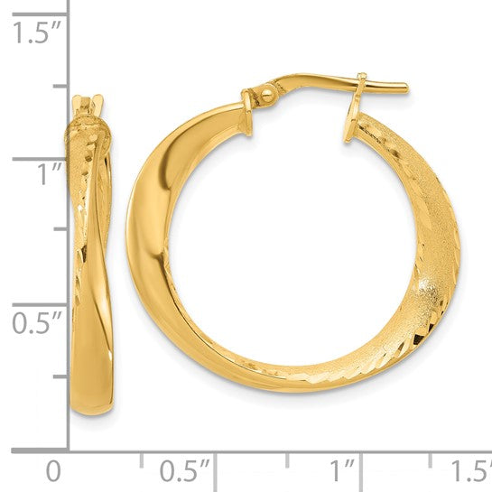 Sterling Silver/Gold-Plated Polished & Brushed Small Hoop Earrings