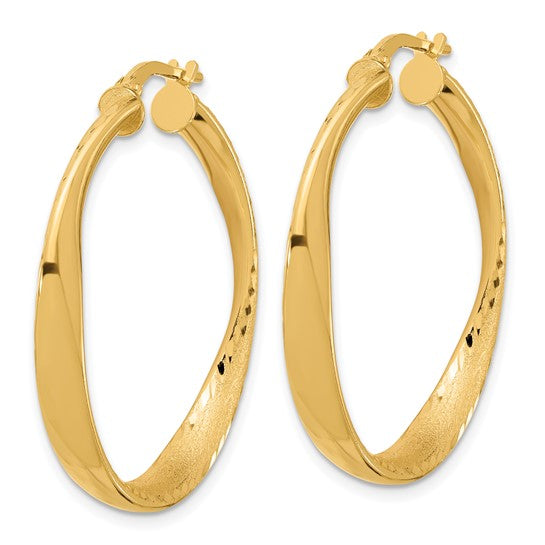 Sterling Silver/Gold-Plated Polished & Brushed Medium Hoop Earrings