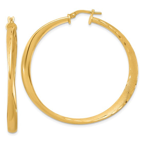 Sterling Silver/Gold-Plated Polished & Brushed Large Hoop Earrings