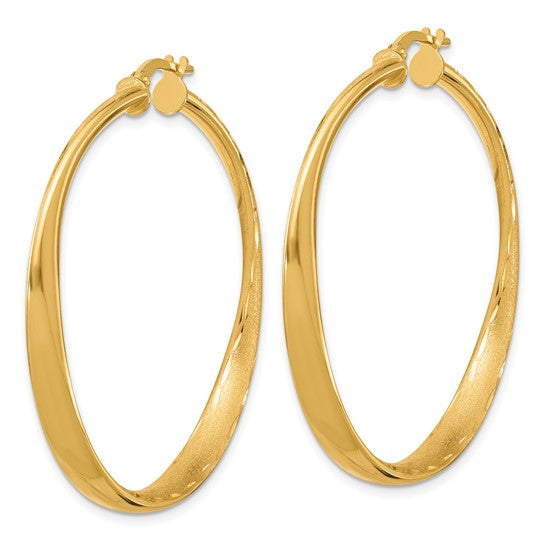 Sterling Silver/Gold-Plated Polished & Brushed Large Hoop Earrings