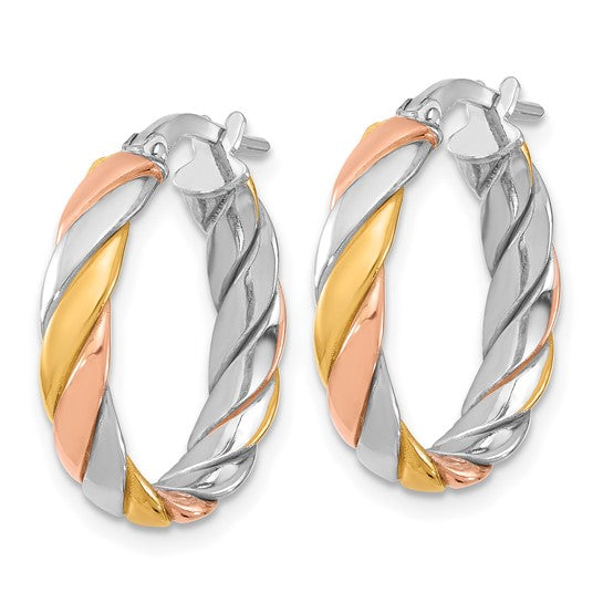 Sterling Silver/Gold-Plated Small Polished Hoop Earrings