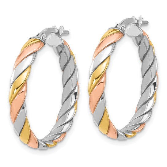 Sterling Silver/Gold-Plated Medium Polished Hoop Earrings