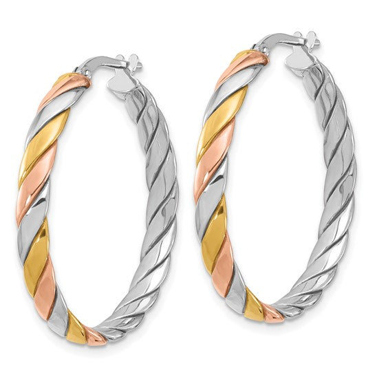Sterling Silver/Gold-Plated Large Polished Hoop Earrings