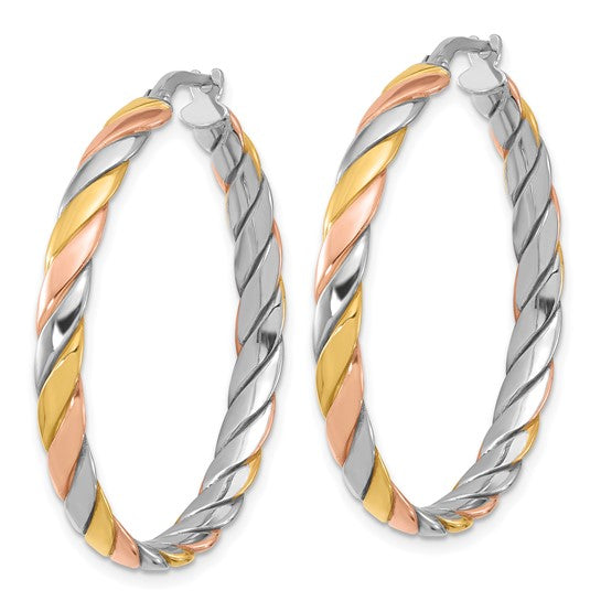 Sterling Silver/Gold-Plated XL Polished Hoop Earrings