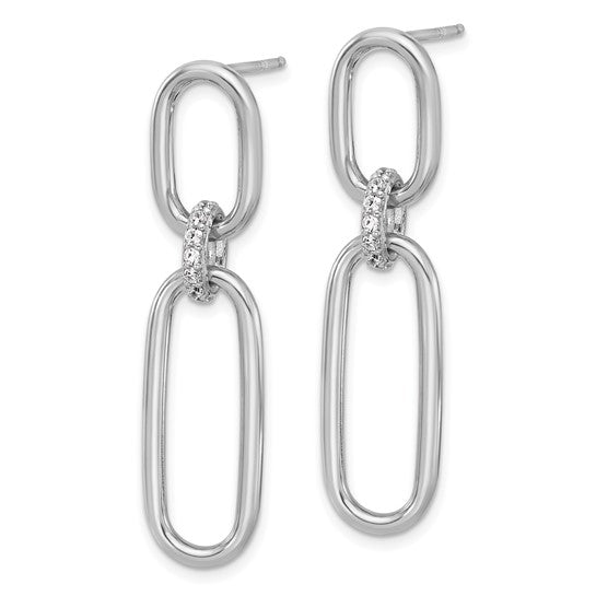 Sterling Silver Polished CZ Dangle Earrings