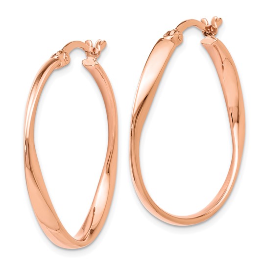 Sterling Silver/Rose Gold-Plated Polished & Brushed Hoop Earrings