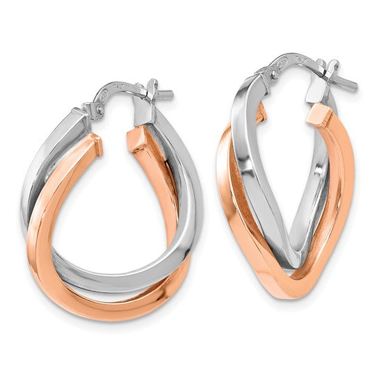 Sterling Silver/Gold-Plated Polished Double Hoop Earrings