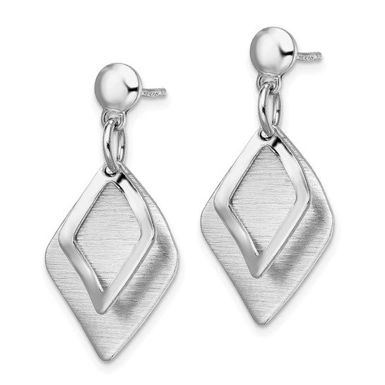 Sterling Silver Radiant Essence Brushed Post Dangle Earrings
