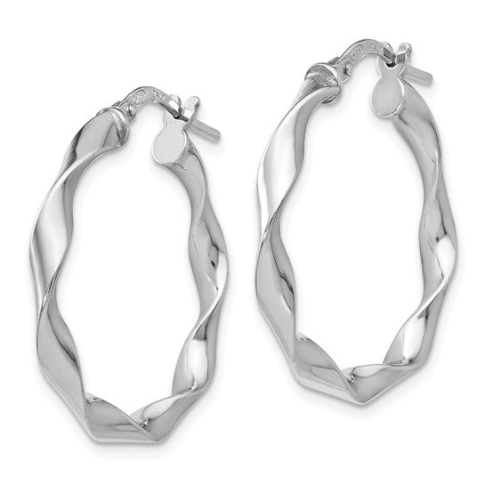 Sterling Silver Polished & Twisted Hoop Earrings