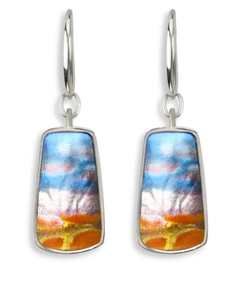 Sterling Silver Sunset Aurora Enamel Wire Earrings