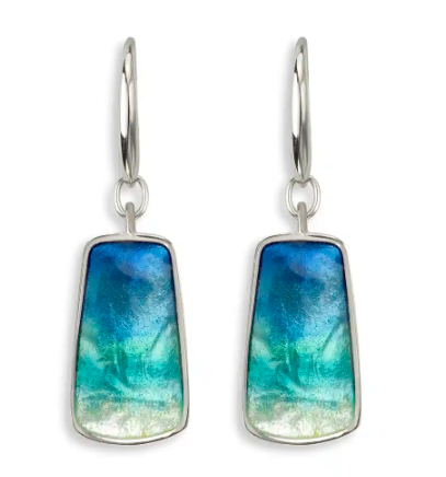 Sterling Silver Ocean Aurora Enamel Wire Earrings