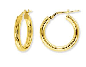 Stellari Gold 3X20 Hoop Earrings