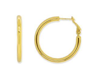 Stellari Gold 3X30 Omega-Back Hoop Earrings