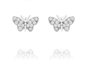 Sterling Silver Butterfly Pave' CZ Earrings