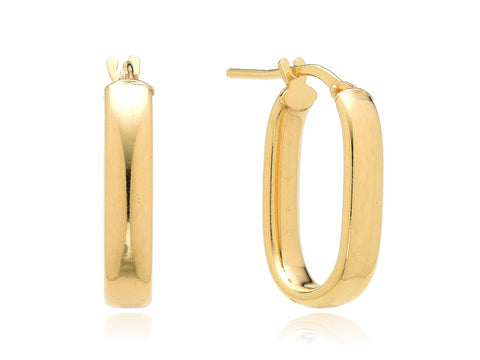 Sterling Silver/Yellow-Gold Plated Polished Oval Hoop Earrings