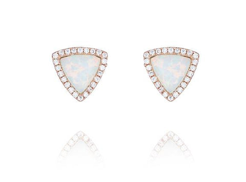 Sterling / Rose Gold-Plated Created Opal & CZ Earrings