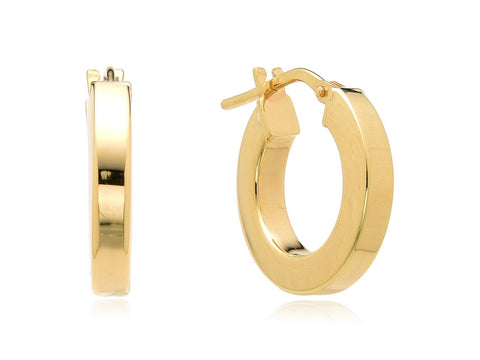 Sterling Silver/Yellow-Gold Plated Polished Round Hoop Earrings