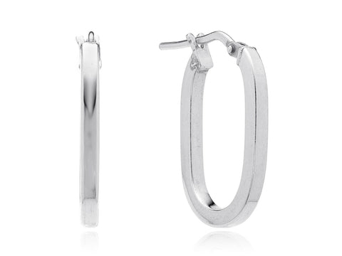 Sterling Silver Polished Oval Hoop Earrings