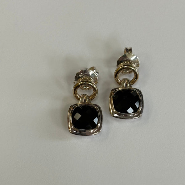 Sterling(970)/18K Onyx Post Earrings