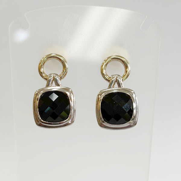 Sterling(970)/18K Onyx Post Earrings