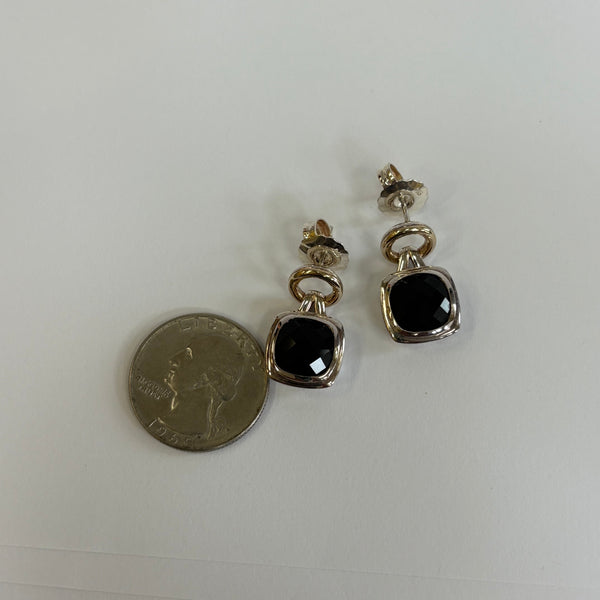 Sterling(970)/18K Onyx Post Earrings