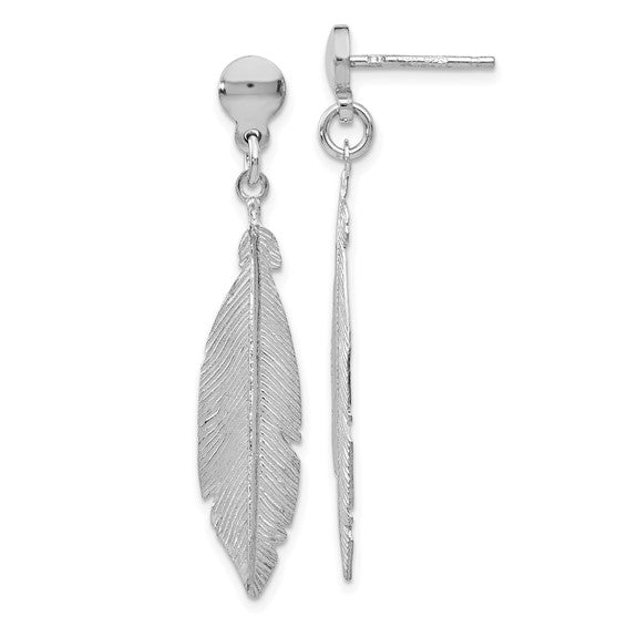 Sterling Leaf Post Dangle Earrings