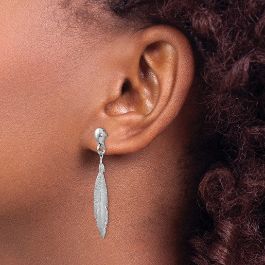 Sterling Leaf Post Dangle Earrings