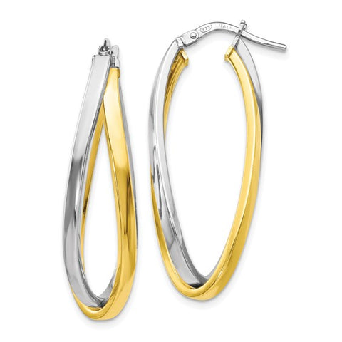 Sterling Silver/Gold-Plated Oval Double Twist Hoop Earrings