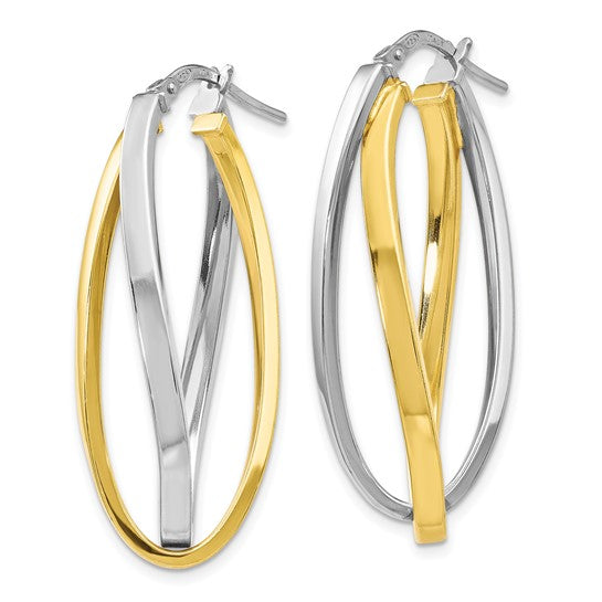 Sterling Silver/Gold-Plated Oval Double Twist Hoop Earrings