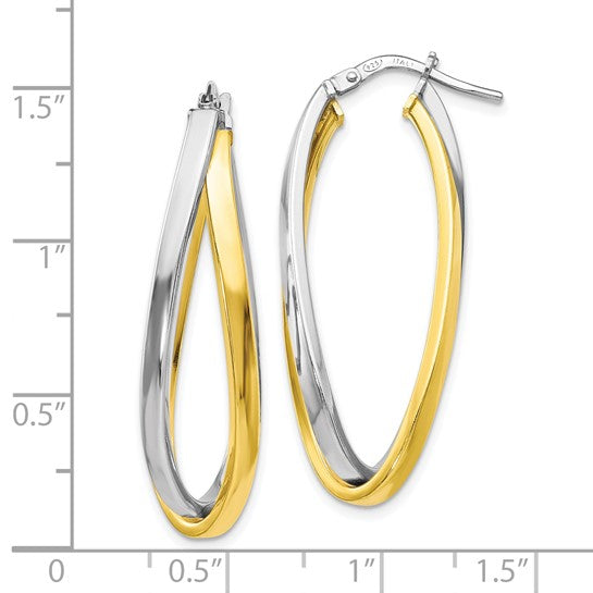 Sterling Silver/Gold-Plated Oval Double Twist Hoop Earrings
