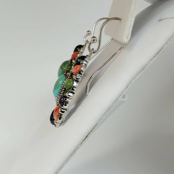 Sterling Multi-Stone Flower Earrings