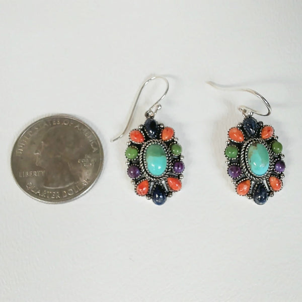 Sterling Multi-Stone Flower Earrings
