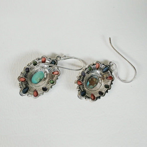Sterling Multi-Stone Flower Earrings