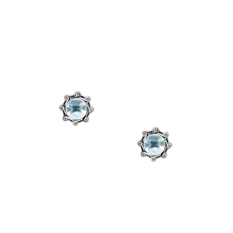 Silver Sky Blue Topaz & CZ Celestial Stud Earrings