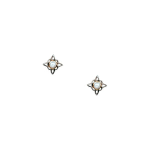 Sterling Silver & 10k Pearl Celestial Stud Earrings