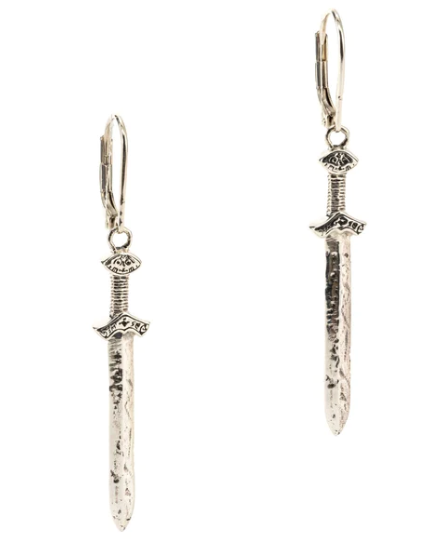 Sterling Viking Sword Drop Earrings
