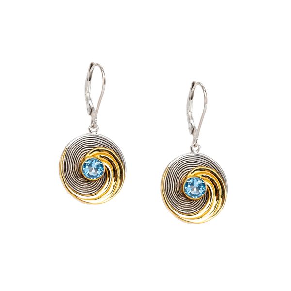 Sterling & 23k-Glided Swiss Blue Topaz Whirlpool Earrings