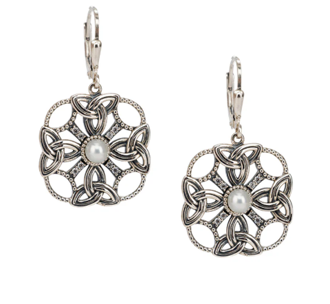 10K & Sterling Pearl & CZ Aphrodite Earrings