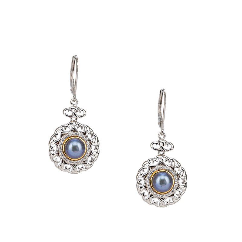 10K & Sterling-Rose Gold-Plated Peacock Pearl & CZ Aphrodite Earrings