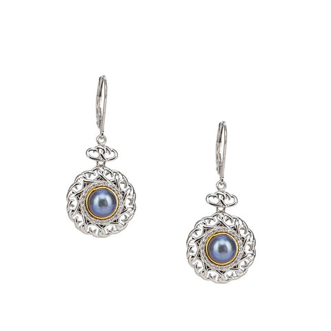 10K & Sterling-Rose Gold-Plated Peacock Pearl & CZ Aphrodite Earrings