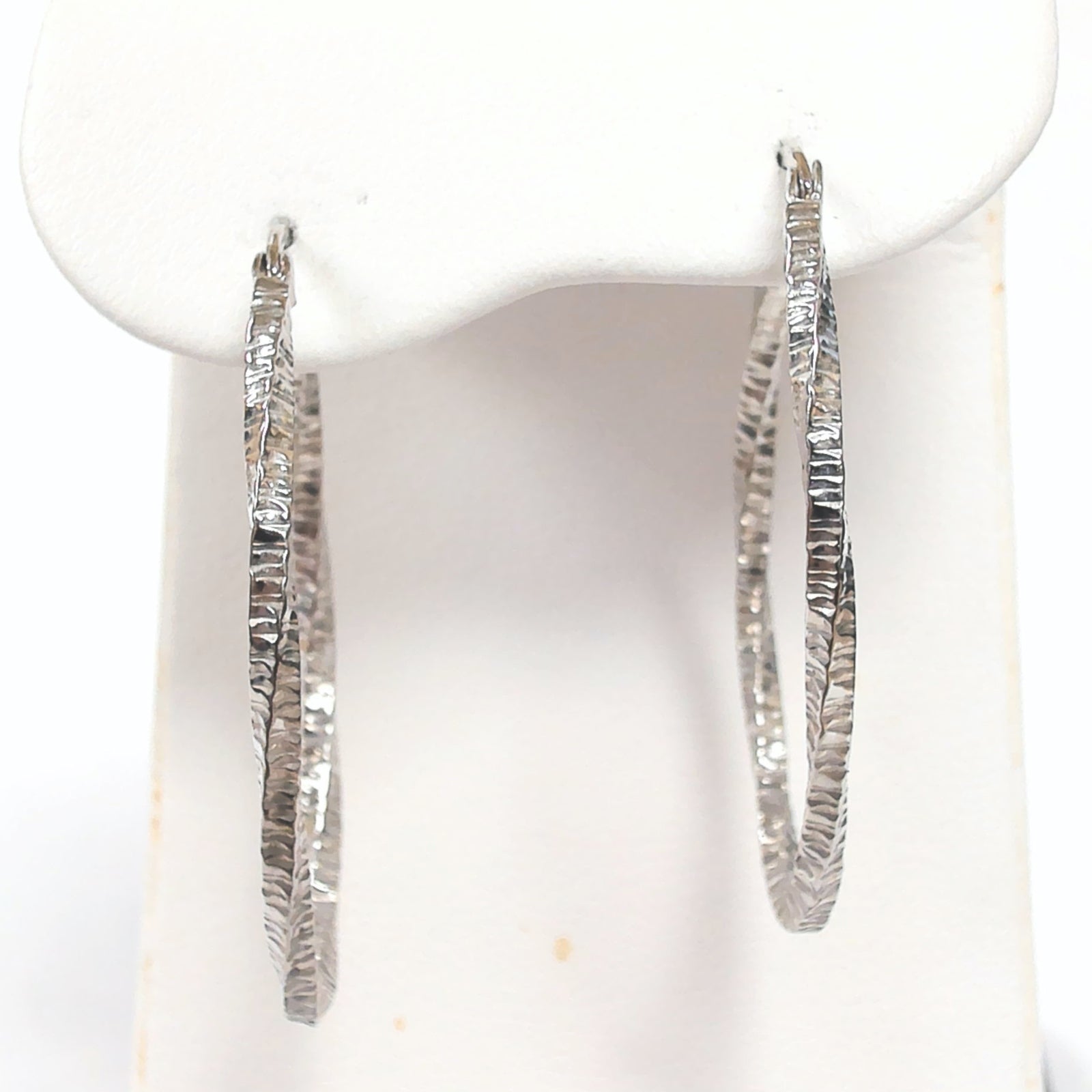 Sterling Silver Twisted & Textured Oval Hoop Earrings