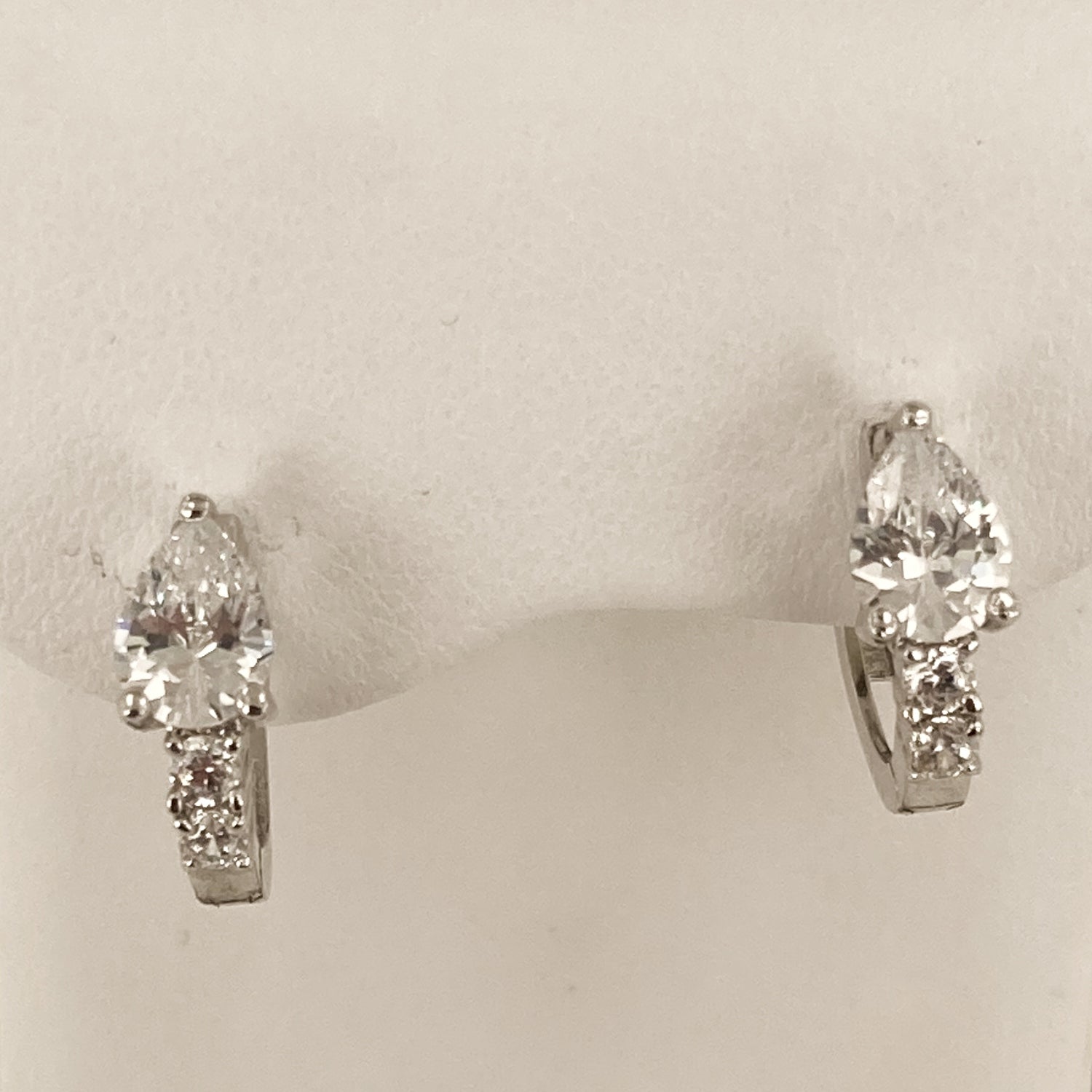 Silver-Tone Cubic Zirconia Huggie Hoop Earrings