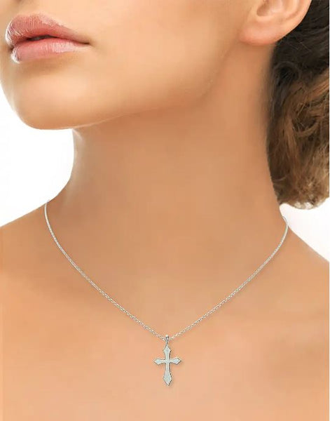 Sterling Silver White Cross Enamel Necklace