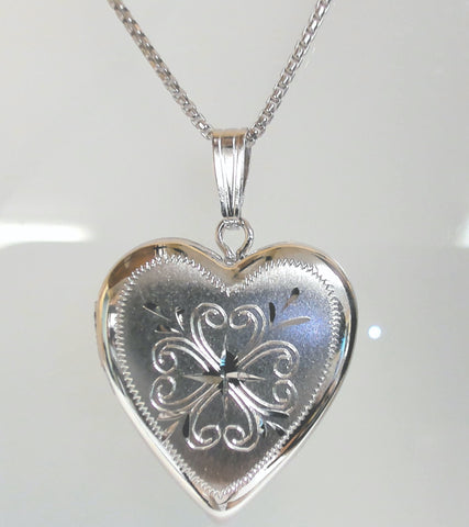 18" Sterling Filigree Heart Locket Necklace