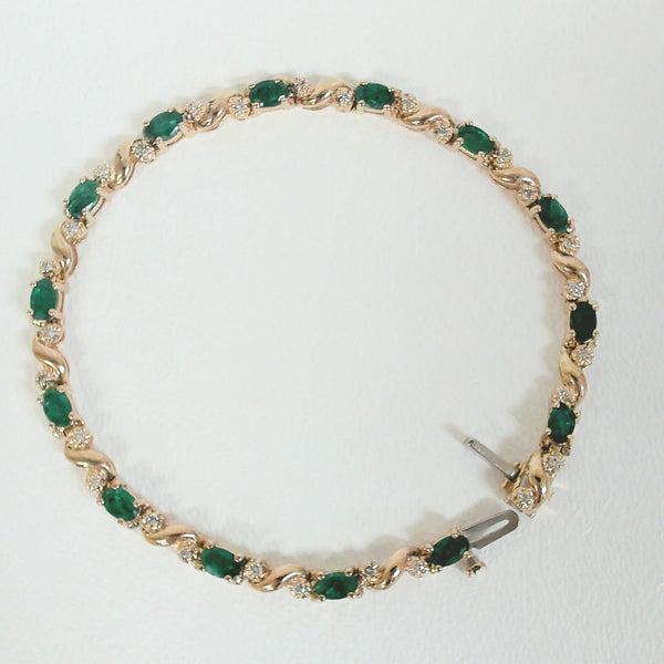 7.5" 14K Emerald & Diamond Bracelet