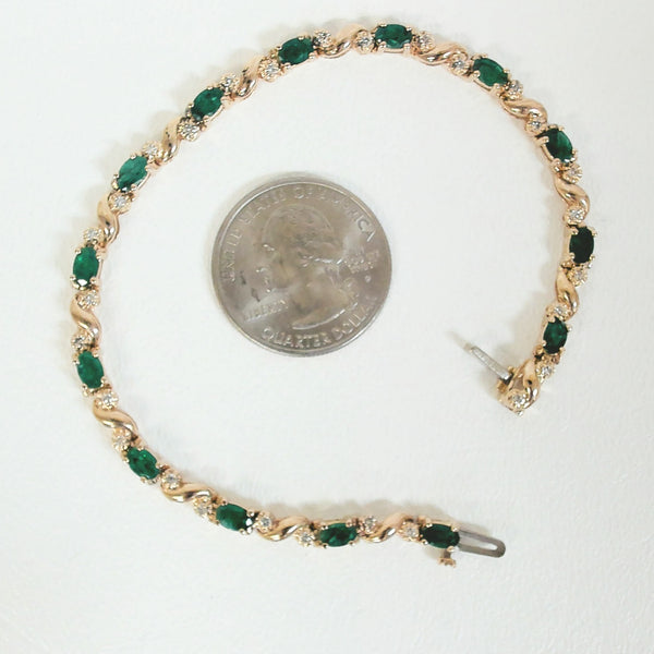 7.5" 14K Emerald & Diamond Bracelet