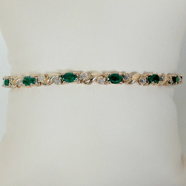 7.5" 14K Emerald & Diamond Bracelet