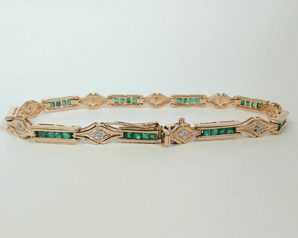 7.25" 14K Emerald & Diamond Bracelet